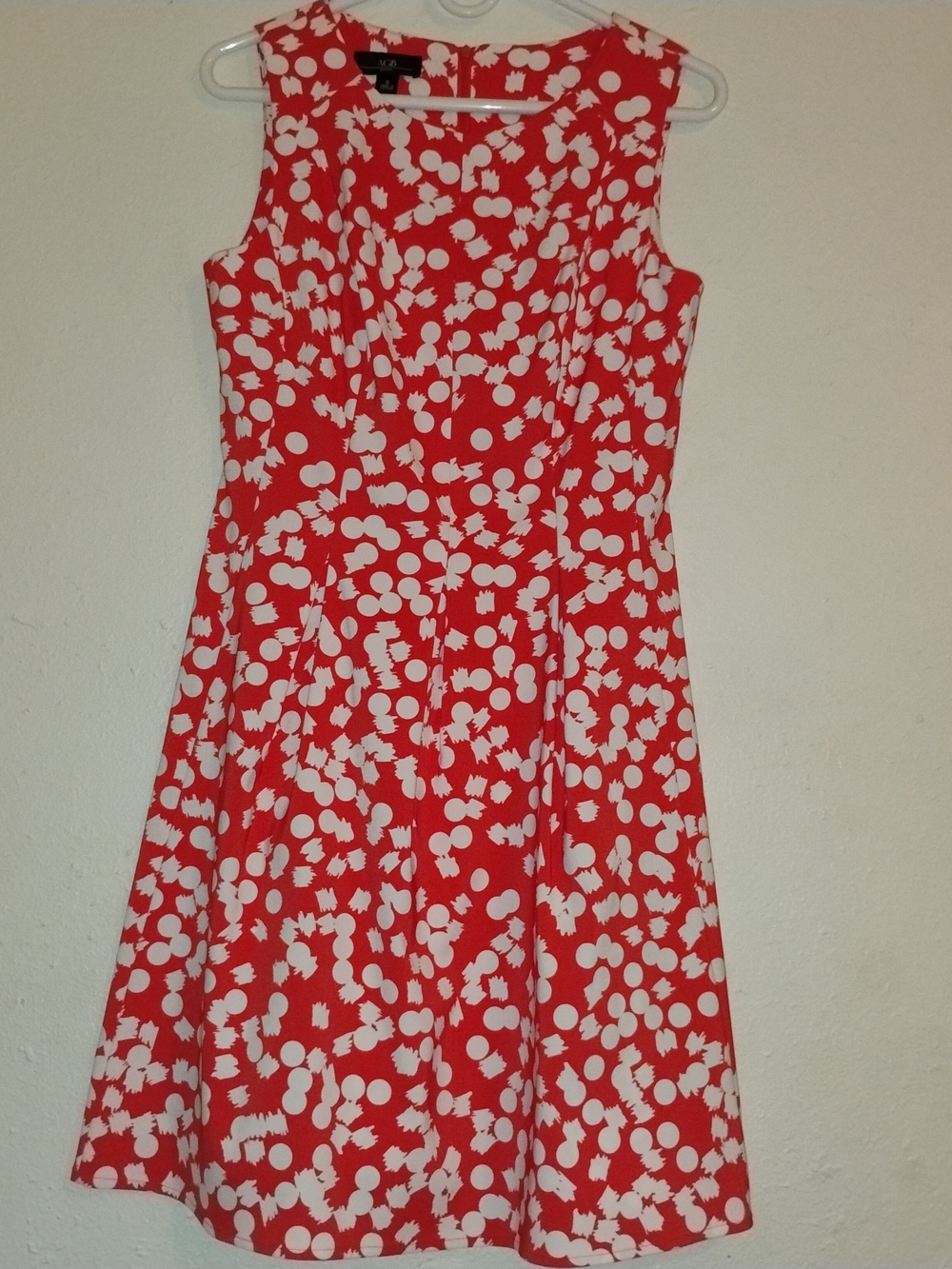 AGB Orange and White Sleeveless Fit-and-Flare Dress